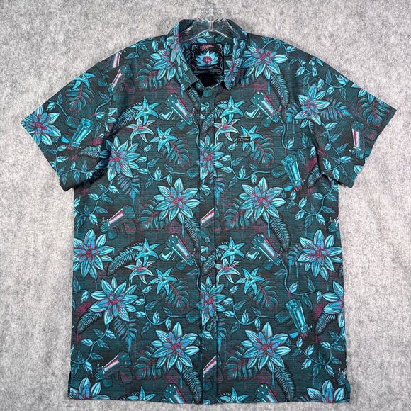 Retro Rifle Shirt Mens Size Extra Large Blue Short Sleeve Hawaiian Drip V2 - Picture 2 of 11